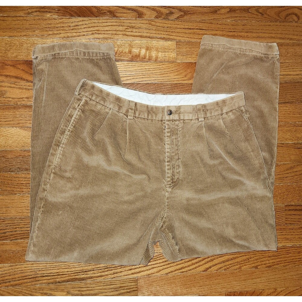 Brooks Brothers 346 Chino Cordoroy Pants 36x30 Pleated Cuffed Preppy Academia